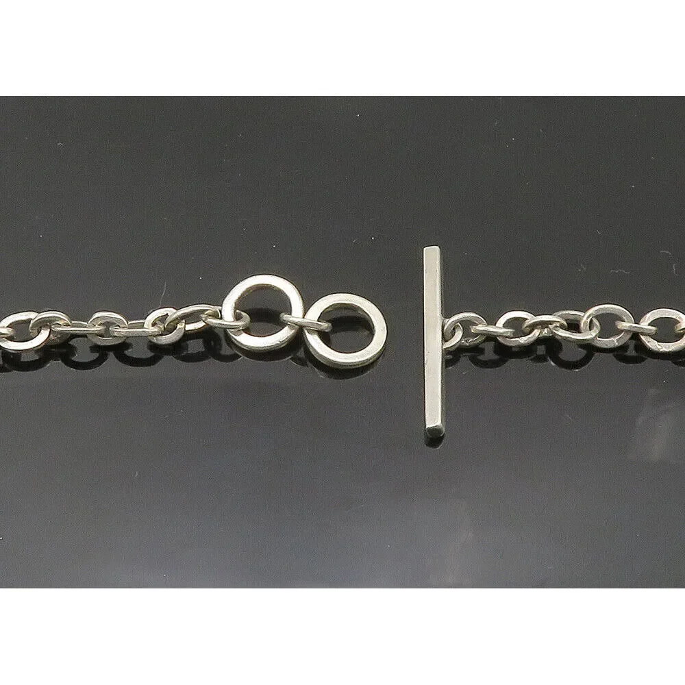 925 Sterling Silver Vintage Shiny Crescent Shaped Chain Necklace NE3456 - Picture 5 of 5